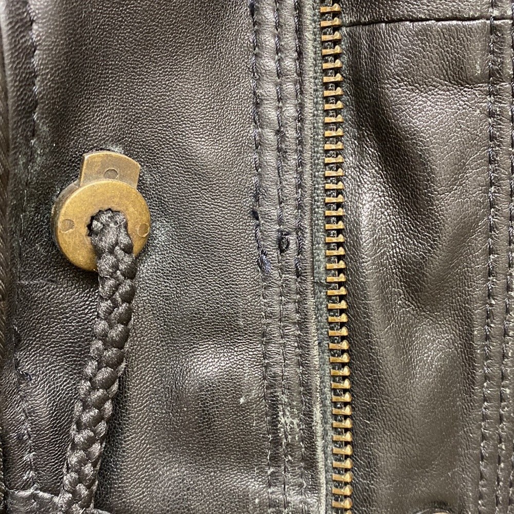 VINTAGE mens Genuine leather coat jacket L - Picture 7 of 8